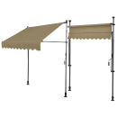 Clamp Awning Balcony Sunshade Telescopic Canopy 300x130cm No Drilling Retractable & Adjustable Color: Beige