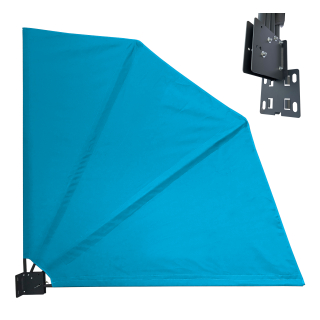 Privacy Screen Fan 140 x 140cm EASY MOUNT Horizon Blue with Wall Panel Balcony Partition Windbreak