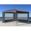 Metal Gazebo 3x4m silver with 2 side parts with window garden party tent anthracite