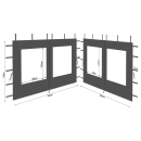 2 Seitenteile aus Polyester mit Fenster 300x195cm für Pavillon 3x3m Seitenwand Anthrazit RAL 7012 wasserdicht