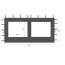 2 Seitenteile aus Polyester mit klarsicht Fenster 300/400x195cm f&uuml;r Pavillon 3x4m Seitenwand Anthrazit RAL 7012 wasserdicht