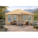 2 Seitenteile aus Polyester mit Fenster 300/400x195cm für Pavillon 3x4m Seitenwand Beige RAL 1001 wasserdicht
