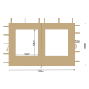 2 Seitenteile aus Polyester mit Fenster 300/400x195cm f&uuml;r Pavillon 3x4m Seitenwand Beige RAL 1001 wasserdicht