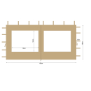 2 Seitenteile aus Polyester mit Fenster 300/400x195cm für Pavillon 3x4m Seitenwand Beige RAL 1001 wasserdicht