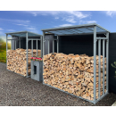 Aluminium firewood rack XXL 143 x 70 x 185 cm firewood shelter 1,8 m³ firewood storage stacking aid outside