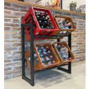 Metal beverage crate rack for storing 4 soda crates  71x30x90cm