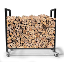 Firewood rack 65 x 25 x 65 cm with wheels galvanized  inside and outside, mobile metal firewood rack, firewood storage, stacking aid, firewood shelter