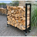Firewood rack 65 x 25 x 65 cm with wheels galvanized  inside and outside, mobile metal firewood rack, firewood storage, stacking aid, firewood shelter