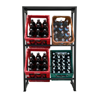 Metal beverage crate rack for storing 4 soda crates  71x30x129cm