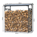 Metal firewood rack anthracite XXL 185 x 70 x 185 cm Promotion firewood shelter 2.3 m³ firewood storage stacking aid outside
