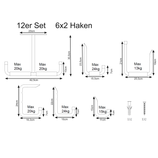 6 Stück Drahtregal Haken 9,5 Cm – 3 Haken Aufsatz, Chrom, Stahl, Für Aufbewahrung