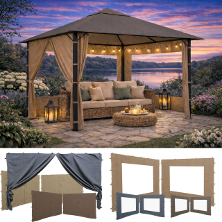 2 Seitenteile für Pavillon Nizza (250x250 / 250x350 cm) mit Reißverschluss oder Fenster