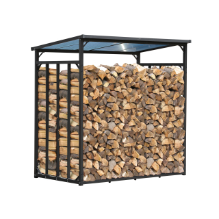Metall Kaminholzregal Außen 185 x 100 x 185 cm, Basic - 30 mm Stahlprofil, Anthrazit, Wetterfest, Kapazität 3,5 m³ (5 SRM), XXXL Garten Kaminholzunterstand Stapelhilfe