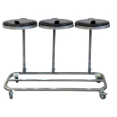 Triple Trash Bag Holder with Lid and 4 Wheels | Metal...