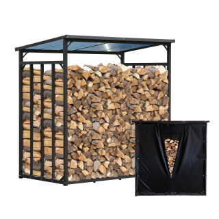 Metal firewood rack anthracite XXXL 185 x 100 x 185 cm with Weather Protection Promotion firewood shelter 3,5 m³ firewood storage stacking aid outside