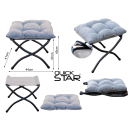 Folding Footstool Footrest Ottoman with Metal Legs, Removable Padded Seat