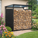 Wetterschutz Set Seitlich 98 x 148 cm, 2 Seiten für Kaminholzregal T/H 100 x 185 cm, Polyester Schwarz