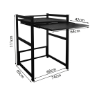 Metal washing machine shelf 74x65x111cm with pull-out tray matt black Standing shelf bathroom storage tumble dryer