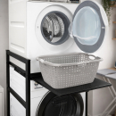 Metal washing machine shelf 74x65x111cm with pull-out tray matt black Standing shelf bathroom storage tumble dryer