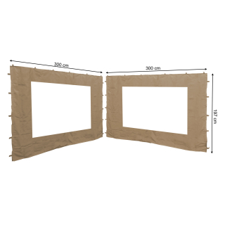 2 Seitenteile mit PE Fenster 300x197cm für Pavillon 3x3m Seitenwand Sand
