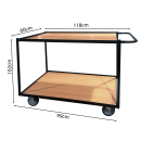 Tischwagen 99x60cm H102cm für Garage Werkstatt Lager Massiv Rolltisch Lagerwagen Plattformwagen Handwagen