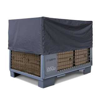 Gitterbox Abdeckung PVC-Tarp 125x85x50cm PVC-Gewebe 350g/m²  Grau Schutzhülle Abdeckplane Staubschutz