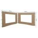 2 Seitenteile mit PE Fenster  300/400x197cm f&uuml;r Bl&auml;tter Pavillon 3x4m Seitenwand Sand