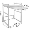 Metal washing machine shelf 74x65x111cm with pull-out tray white Standing shelf bathroom storage tumble dryer