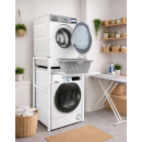 Metal washing machine shelf 74x65x111cm with pull-out tray white Standing shelf bathroom storage tumble dryer