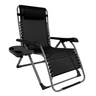 Foldable & Weatherproof Sun Lounger, Extra Wide 72 cm Garden Recliner, Adjustable Backrest, 160 kg Capacity, Hand Massage, With Head Pillow & Cup Holder  Indoor & Outdoor