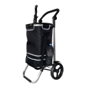 Folding Aluminium Shopping Trolley 57L (48L + 9L Insulated) – Black – 30kg Load, 35×45×98cm – EVA Wheels Ø20.5cm – Foldable, Hand Truck & Shoulder Bag – Supermarket Hooks