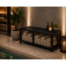 Metall Kaminholzregal Sitzbank 100 × 48 × 45 cm – Matt Schwarz, Industrial Design Holzlager SPA Bank Sitztruhe