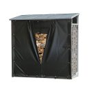 Aluminium Kaminholzregal Außen 185 x 70 x 185 cm Mit Wetterschutz Transparent, Pro - 40 mm Aluprofil, Grau, Wetterfest, Kapazität 2,3 m³ (3,5 SRM), XXL Garten Kaminholzunterstand Stapelhilfe