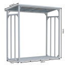 Aluminium Kaminholzregal Außen 185 x 70 x 185 cm Mit Wetterschutz Transparent, Pro - 40 mm Aluprofil, Grau, Wetterfest, Kapazität 2,3 m³ (3,5 SRM), XXL Garten Kaminholzunterstand Stapelhilfe