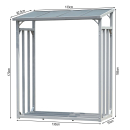 Aluminium Kaminholzregal Außen 130 x 70 x 185 cm Mit Wetterschutz Transparent, Pro - 40 mm Aluprofil, Grau, Wetterfest, Kapazität 1,6 m³ (2,5 SRM), L Garten Kaminholzunterstand Stapelhilfe