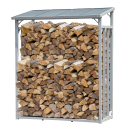 Aluminium Kaminholzregal Außen 130 x 70 x 185 cm Mit Wetterschutz Transparent, Pro - 40 mm Aluprofil, Grau, Wetterfest, Kapazität 1,6 m³ (2,5 SRM), L Garten Kaminholzunterstand Stapelhilfe