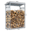 Aluminium Kaminholzregal Außen 130 x 70 x 185 cm Mit Wetterschutz Transparent, Pro - 40 mm Aluprofil, Grau, Wetterfest, Kapazität 1,6 m³ (2,5 SRM), L Garten Kaminholzunterstand Stapelhilfe