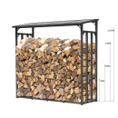 Metall Kaminholzregal Außen 185 x 70 x 185 cm Mit Wetterschutz Transparent, Pro - 40 mm Stahlprofil, Anthrazit, Wetterfest, Kapazität 2,3 m³ (3,5 SRM), XXL Garten Kaminholzunterstand Stapelhilfe