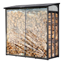 Metall Kaminholzregal Außen 185 x 70 x 185 cm Mit Wetterschutz Transparent, Pro - 40 mm Stahlprofil, Anthrazit, Wetterfest, Kapazität 2,3 m³ (3,5 SRM), XXL Garten Kaminholzunterstand Stapelhilfe