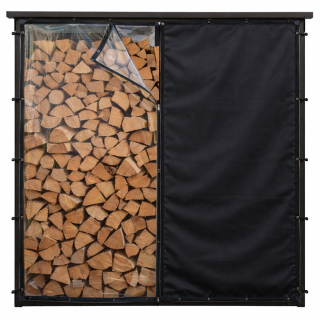 Wetterschutz Set Front- & Rückwand für Kaminholzregal, Schwarz / Transparent