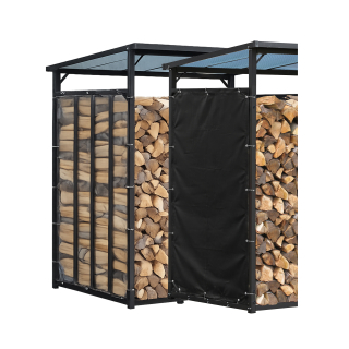 Wetterschutz Set Seitlich für Kaminholzregal, 2 Seiten in Schwarz / Transparent