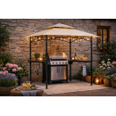 BBQ Grill Pavilion 245x150 cm Beige Metal Garden Gazebo Grill Shelter Canopy