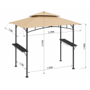 BBQ Grill Pavilion 245x150 cm Beige Metal Garden Gazebo Grill Shelter Canopy