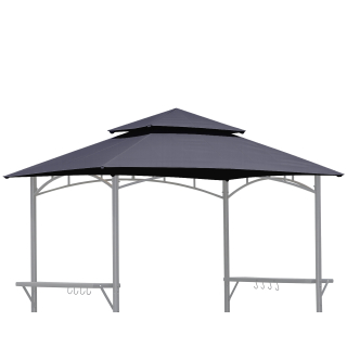 Ersatzdach Grillpavillon 2,45 x1,5 m Grau BBQ  Garten Pavillon Grillzelt Überdachung