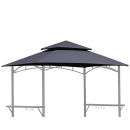 Ersatzdach Grillpavillon 2,45 x1,5 m Grau BBQ  Garten Pavillon Grillzelt Überdachung