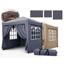 Faltpavillon 1,5 / 2 / 2,5 / 3 m - Grau / Braunbeige, Pop...