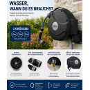 Automatic Hose Reel RollUp 15 m + 2 m, 180° Swivelling, Multi Spray Gun 10 Modes incl. AquaBlue Quality Hose, Garden Hose Wall Mount, Universal Connector