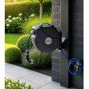 Automatic Hose Reel RollUp 15 m + 2 m, 180° Swivelling, Multi Spray Gun 10 Modes incl. AquaBlue Quality Hose, Garden Hose Wall Mount, Universal Connector