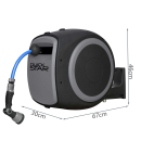 Automatic Hose Reel RollUp 15 m + 2 m, 180° Swivelling, Multi Spray Gun 10 Modes incl. AquaBlue Quality Hose, Garden Hose Wall Mount, Universal Connector