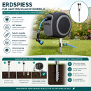 Erdspieß für Schlauchtrommel Halter Hallterung mit Universalkupplung Bodenanker Gartenschlauch aus Aluminium & verzinktem Stahl – stabiler Standfuß für Schlauchaufroller